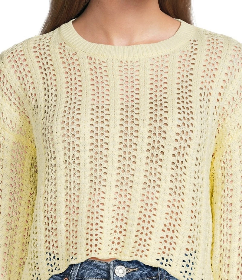 Dee Elly Knit Open Knit Oversized Crochet Long Sleeve Boxy Sweater