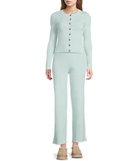 Dee Elly Ribbed Knit Button Front Long Sleeve Coordinating Cardigan