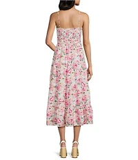 Dee Elly Rose Floral Smocked Maxi Dress