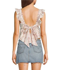 Dee Elly Rose Stripe Square Neck Top
