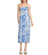 Dee Elly Scallop Square Neck Midi Dress