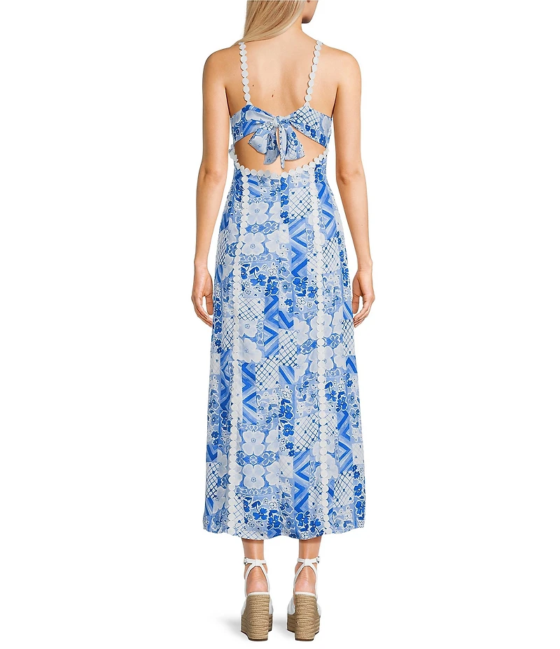 Dee Elly Scallop Square Neck Midi Dress