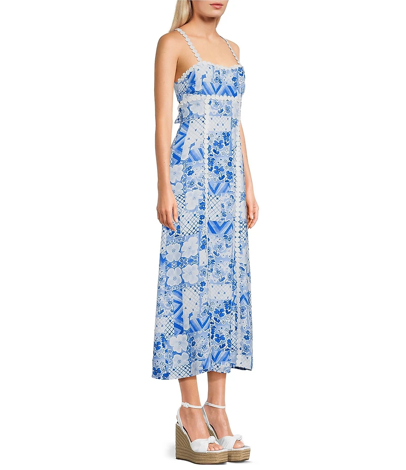 Dee Elly Scallop Square Neck Midi Dress