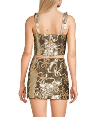 Dee Elly Sequin Tie Shoulder V-Neck Coordinating Top
