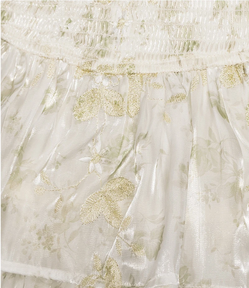 Dee Elly Smocked Coordinating Mini Skirt
