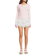 Dee Elly Solid Layered Fit & Flare Mini Skirt