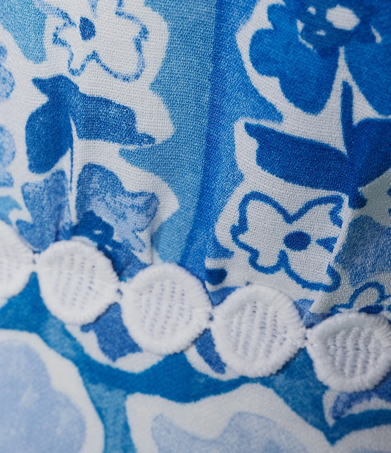 Dee Elly Square Multi Print Coordinating Crop Top