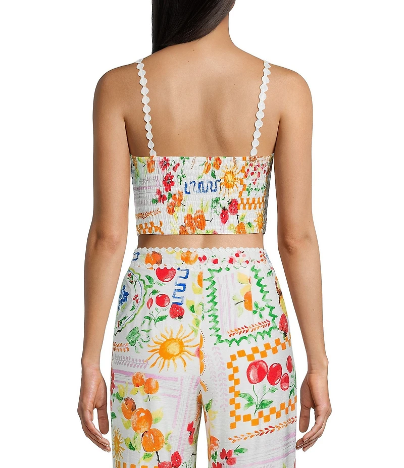 Dee Elly Square Multi Print Coordinating Crop Top