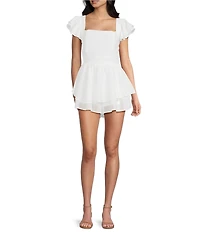 Dee Elly Square Neck Flutter Sleeve Romper