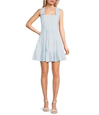 Dee Elly Square Neck Sleeveless Bow Fit & Flare Dress