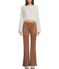 Dee Elly Suede Wide Leg Pants