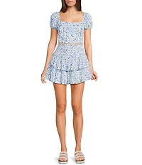 Dee Elly Tiered Ditsy Floral Coordinating Mini Skirt