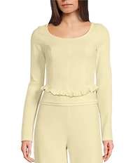 Dee Elly Waffle Knit Ruffle Scoop Neck Coordinating Top