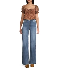 Dee Elly Wov Short Sleeve Square Neck Coordinating Top