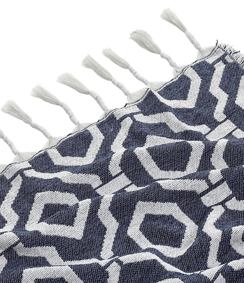 Dee Ocleppo Geometric Jacquard Fringe Reversible Throw