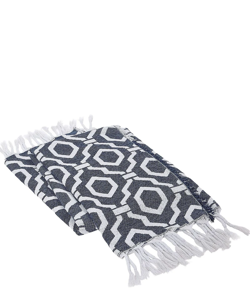 Dee Ocleppo Geometric Jacquard Fringe Reversible Throw