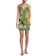 Delaney Tropical Printed Linen Wrap Front Coordinating Skirt