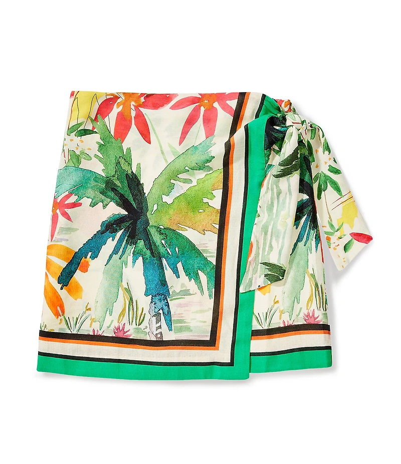 Delaney Tropical Printed Linen Wrap Front Coordinating Skirt