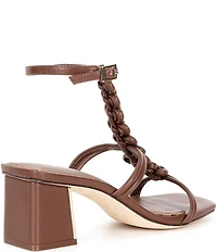 Deltan Alanna Leather Woven Strap Block Heel Dress Sandals