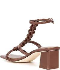 Deltan Alanna Leather Woven Strap Block Heel Dress Sandals