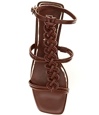 Deltan Alanna Leather Woven Strap Block Heel Dress Sandals