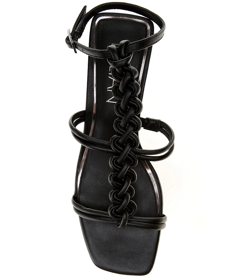 Deltan Alanna Leather Woven Strap Block Heel Dress Sandals