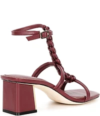 Deltan Alanna Leather Woven Strap Block Heel Dress Sandals