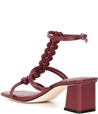 Deltan Alanna Leather Woven Strap Block Heel Dress Sandals