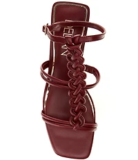 Deltan Alanna Leather Woven Strap Block Heel Dress Sandals
