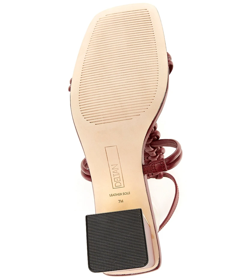Deltan Alanna Leather Woven Strap Block Heel Dress Sandals