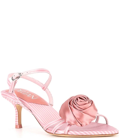 Deltan Amayah Satin Stripe Flower Ornament Dress Sandals
