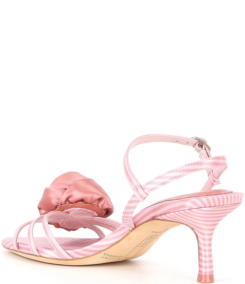 Deltan Amayah Satin Stripe Flower Ornament Dress Sandals