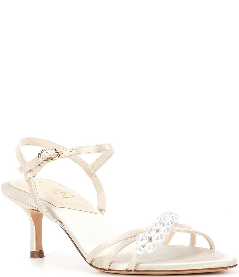 Deltan Ariatwo Satin Pearl Ornament Dress Sandals