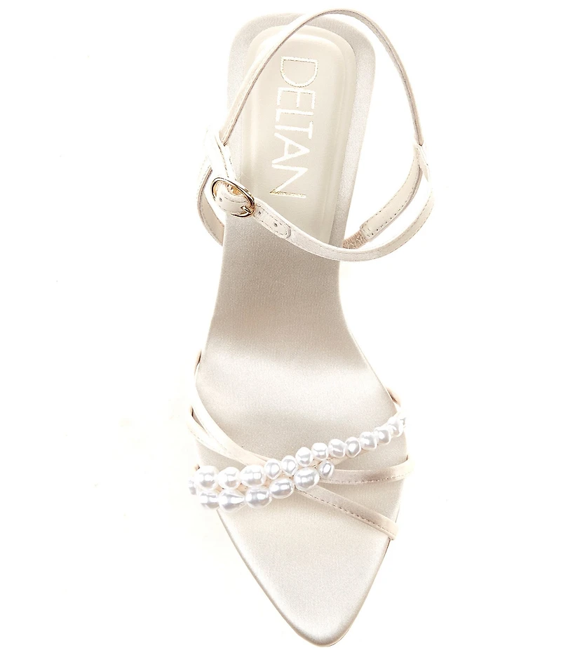 Deltan Ariatwo Satin Pearl Ornament Dress Sandals