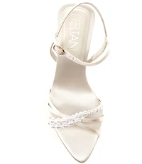 Deltan Ariatwo Satin Pearl Ornament Dress Sandals