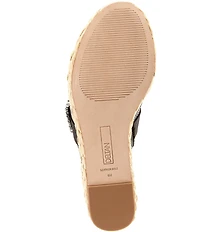 Deltan Collins Raffia Embellished Buckle Ornament Platform Slide Sandals