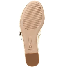 Deltan Collins Raffia Embellished Buckle Ornament Platform Slide Sandals