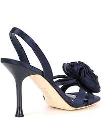 Deltan Izzie Satin Flower Ornamented Slingback Dress Sandals