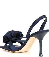Deltan Izzie Satin Flower Ornamented Slingback Dress Sandals