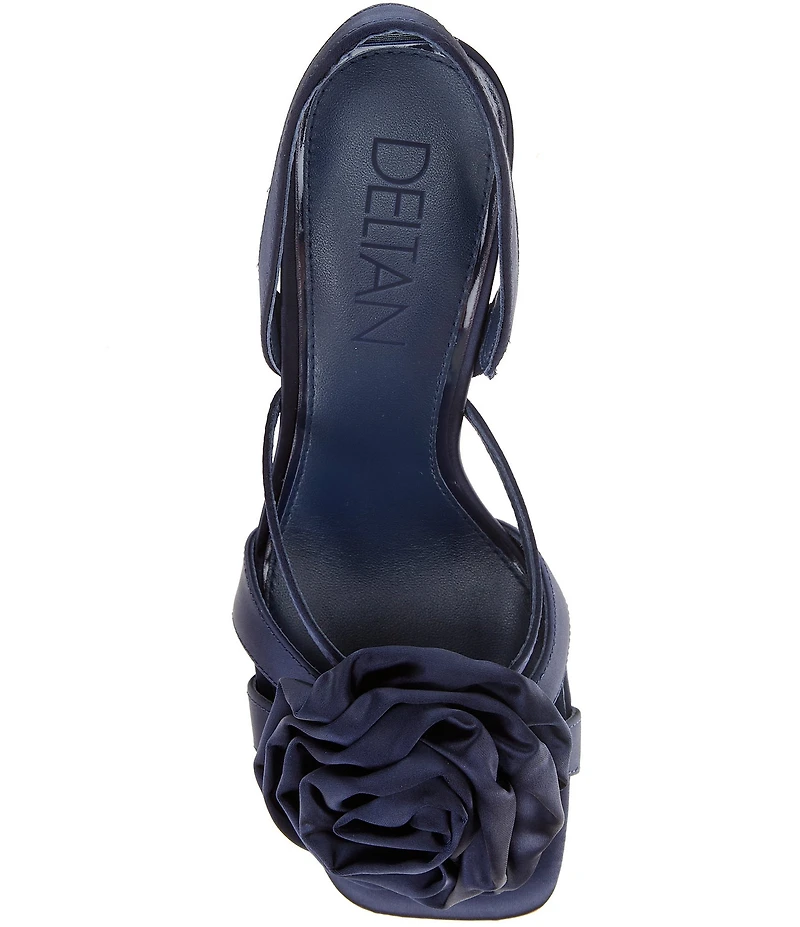 Deltan Izzie Satin Flower Ornamented Slingback Dress Sandals