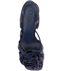 Deltan Izzie Satin Flower Ornamented Slingback Dress Sandals