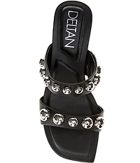 Deltan Mia Leather Studded Dress Slide Sandals