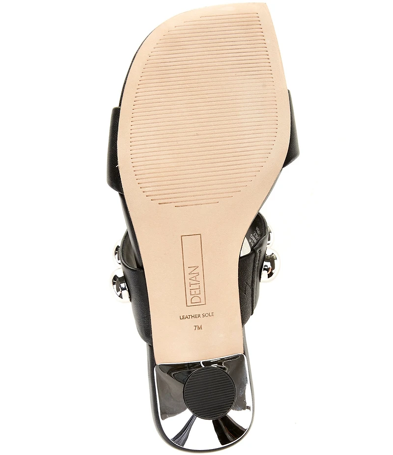Deltan Mia Leather Studded Dress Slide Sandals