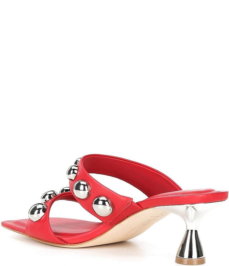 Deltan Mia Leather Studded Dress Slide Sandals