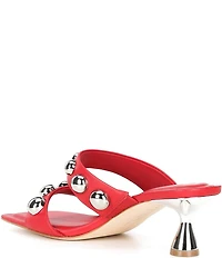 Deltan Mia Leather Studded Dress Slide Sandals