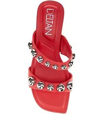 Deltan Mia Leather Studded Dress Slide Sandals