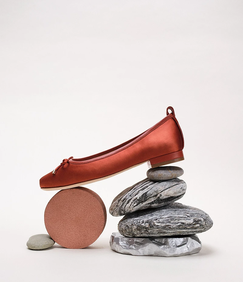 Deltan Milly Satin Bow Ballerina Dress Flats