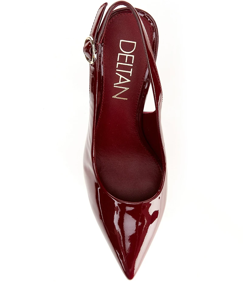 Deltan Sage Patent Leather Slingback Pumps