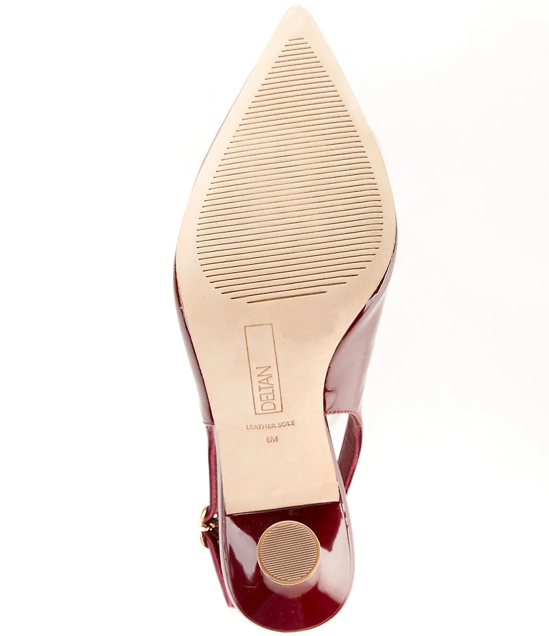 Deltan Sage Patent Leather Slingback Pumps