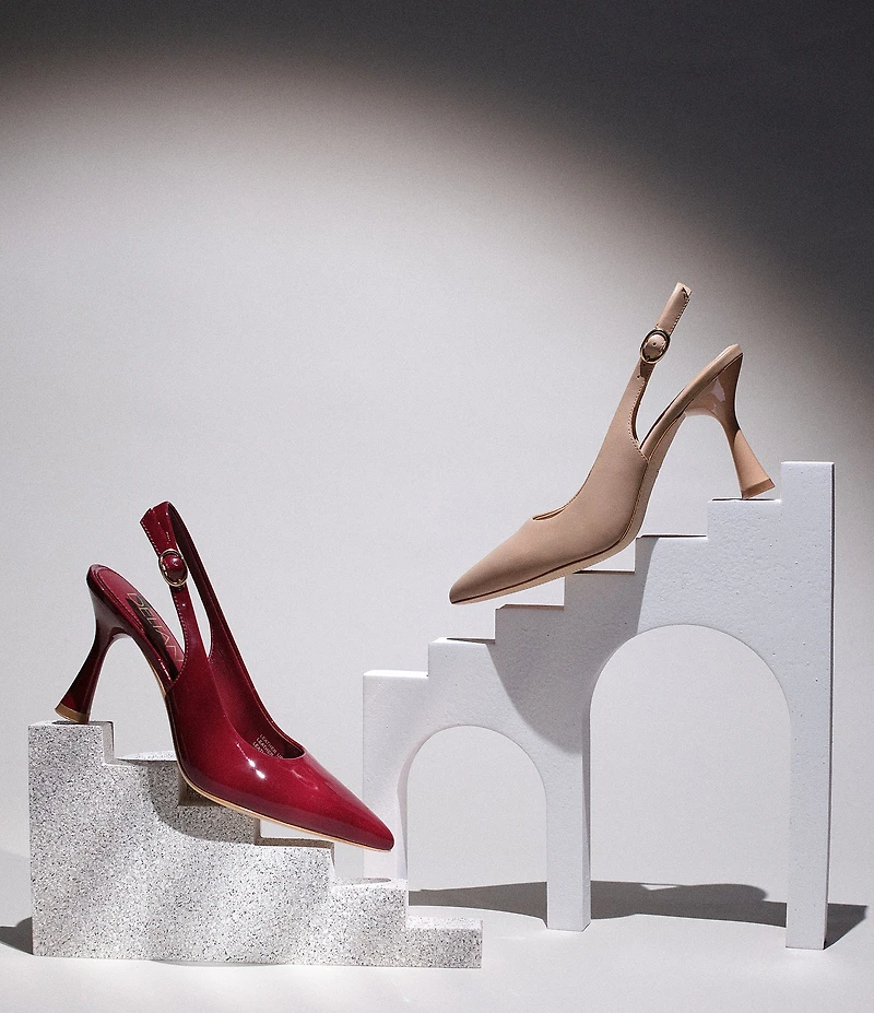 Deltan Sage Patent Leather Slingback Pumps
